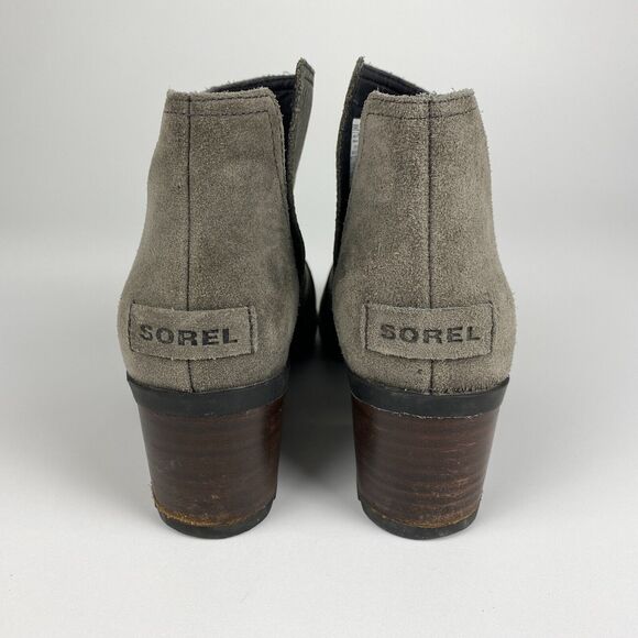 Sorel Cate Cut-Out Boot Womens 8.5 Waterproof Gray Leather Heel Bootie Grunge - Picture 4 of 13